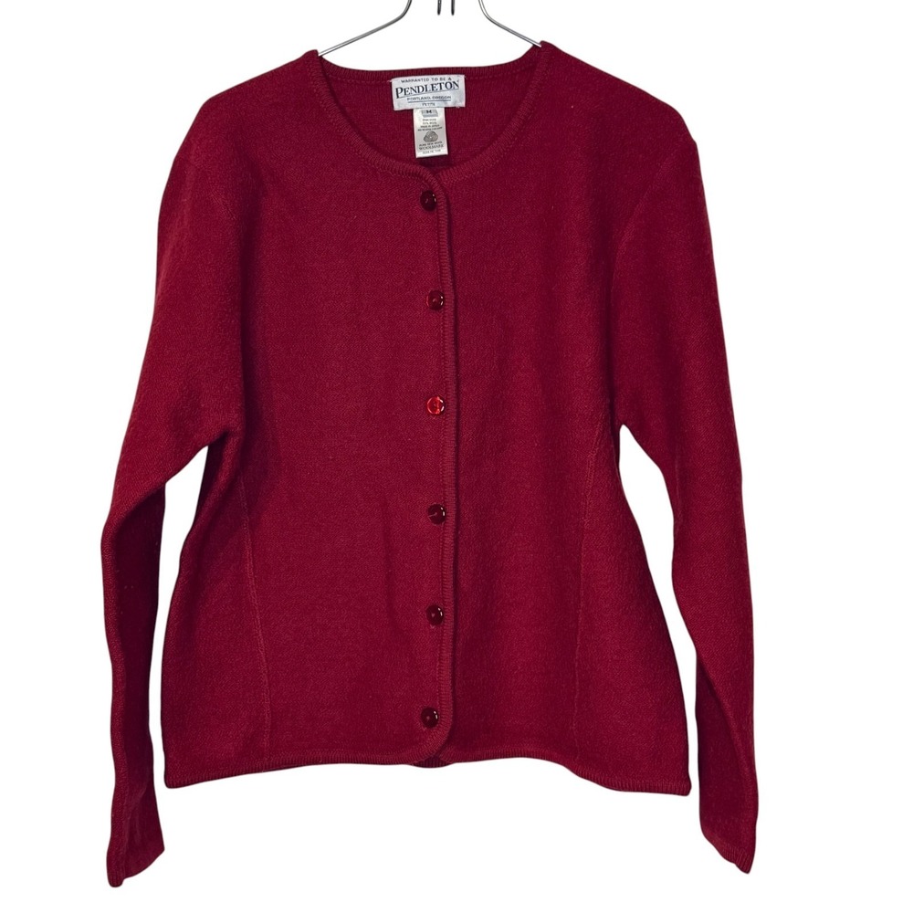 Pendleton Women's‎ Cardigan Wool Button Front Long Sleeve Cabincore Red Medium